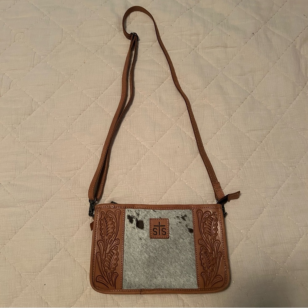 STS Ranchwear Brown and Gray Crossbody Bag
